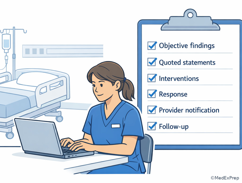 Objective pediatric documentation checklist illustration