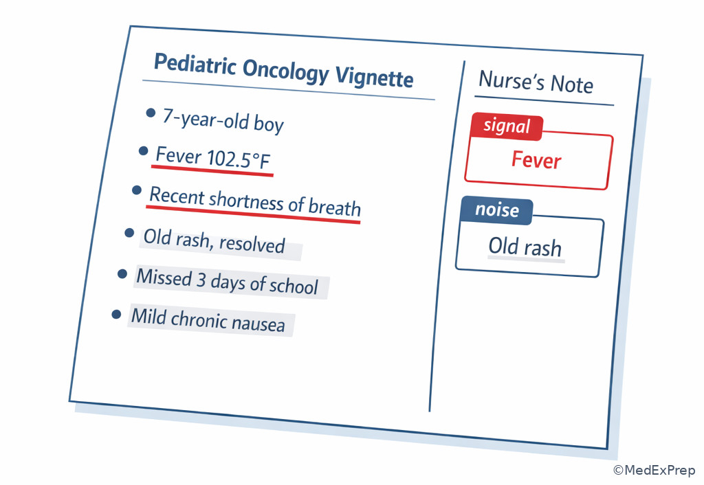 Annotated board-style vignette with highlighted priority clues