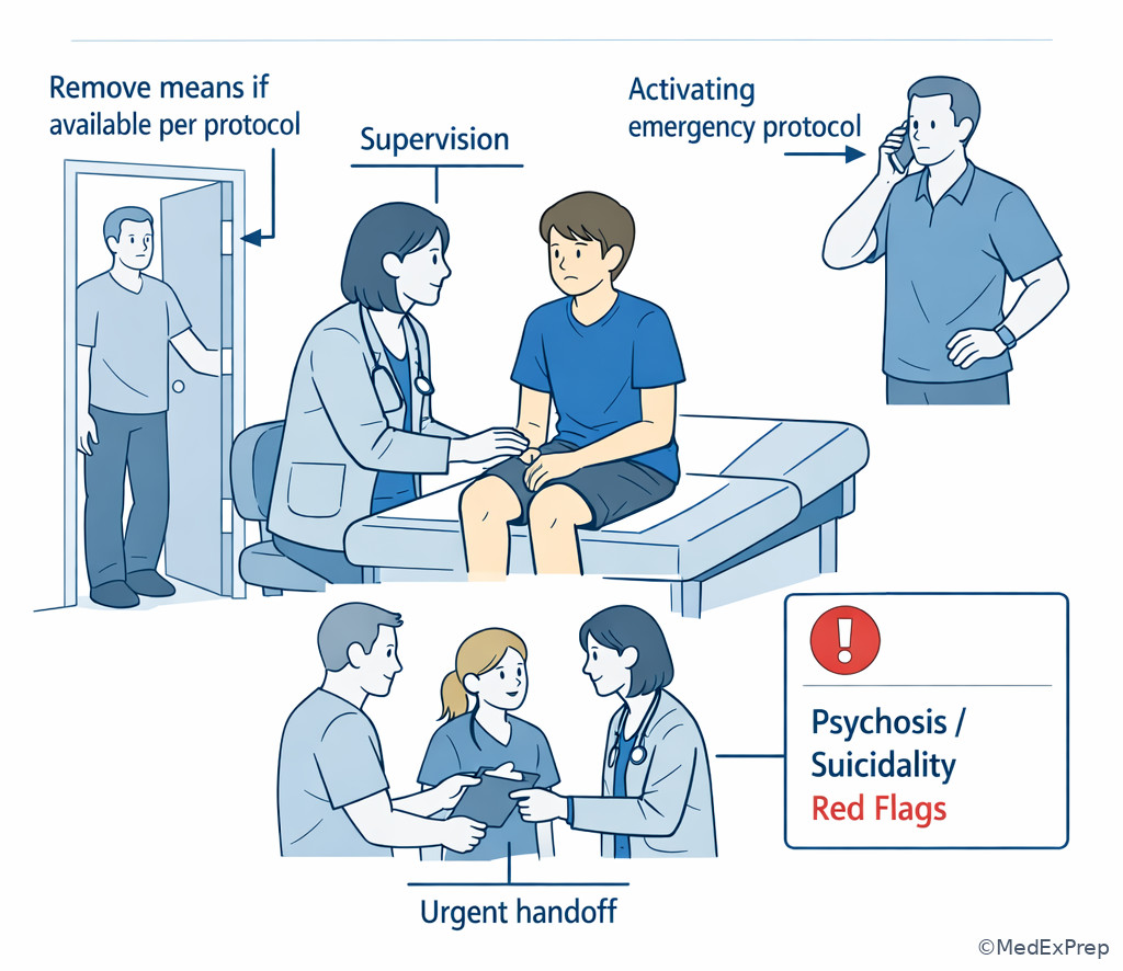 Safety escalation scene in pediatric clinic