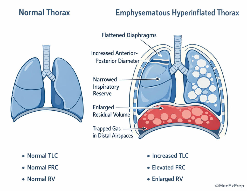 Fig 4. Hyperinflation and air trapping anatomy