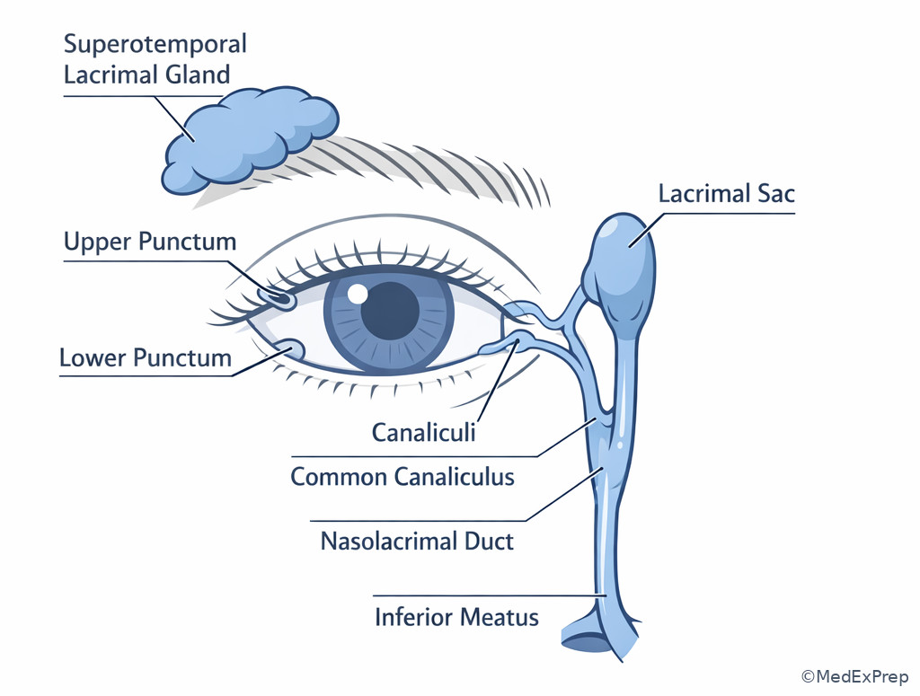 Labeled eyelid and lacrimal system anatomy