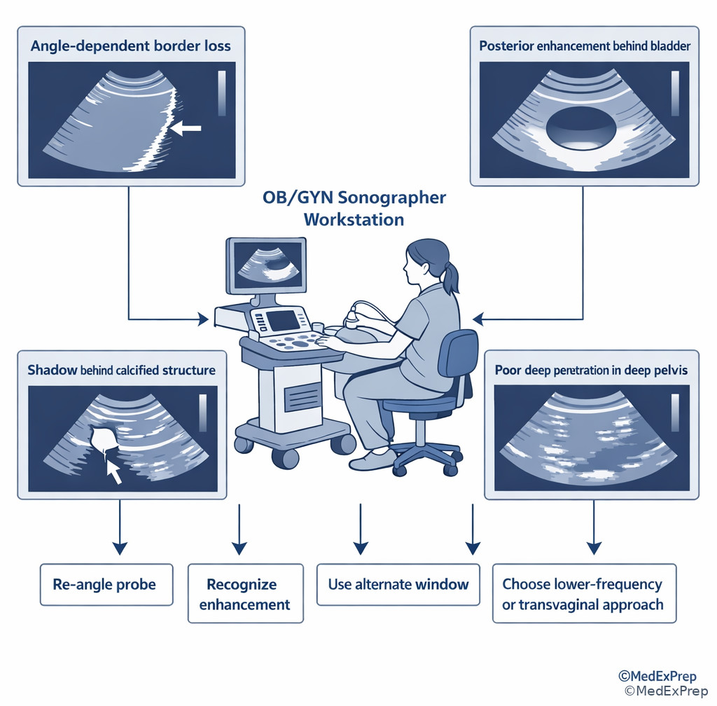 Sonographer decision points during OB/GYN image optimization