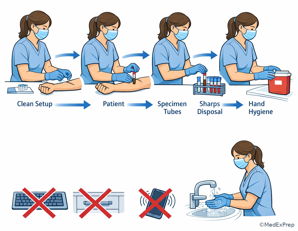 Fig 3. Clean-to-dirty phlebotomy hand movement