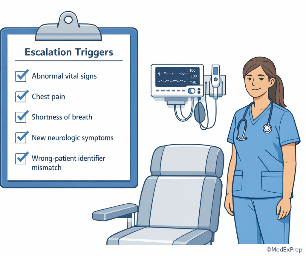 Escalation trigger checklist in exam room