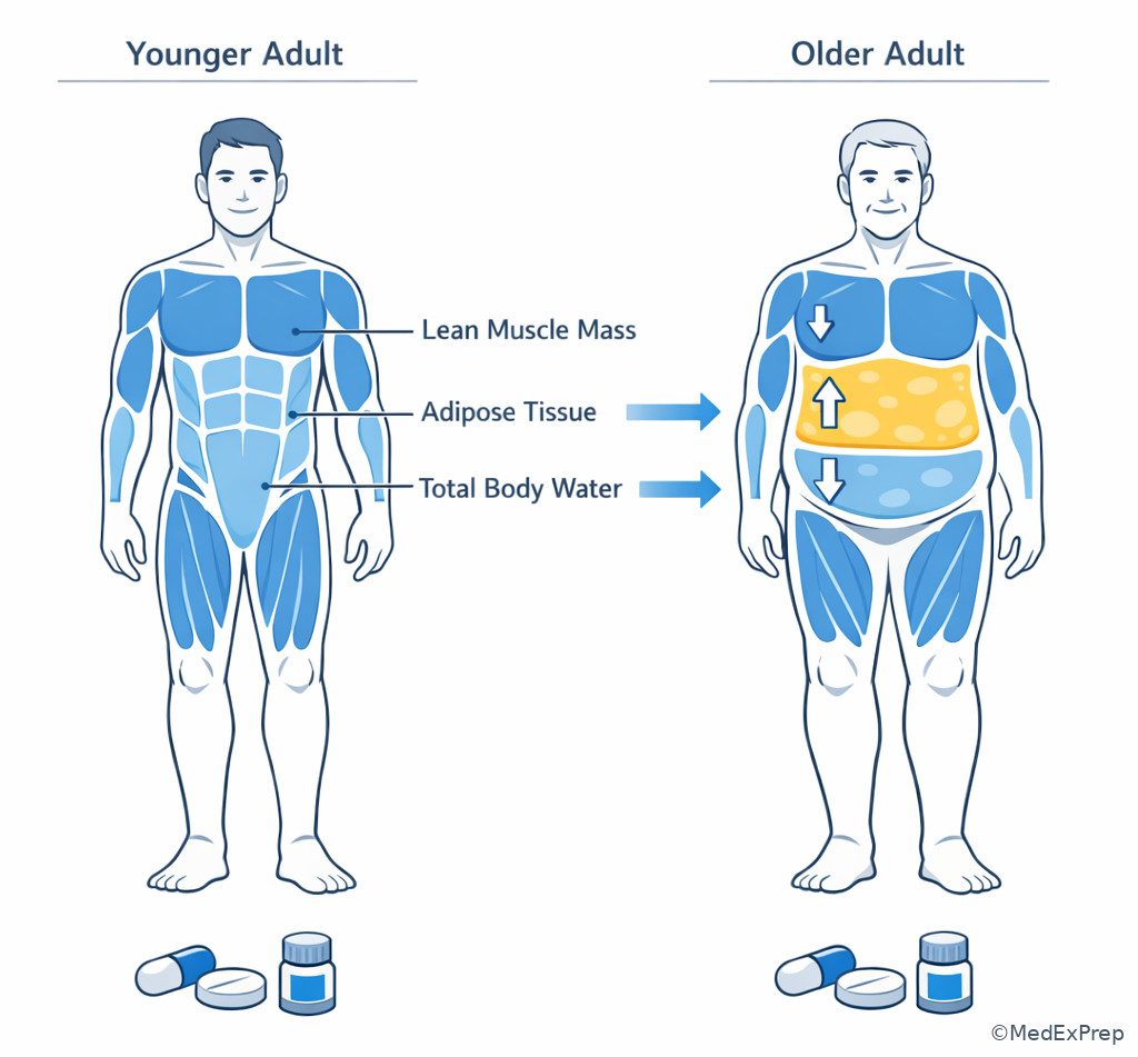 Body composition changes with aging