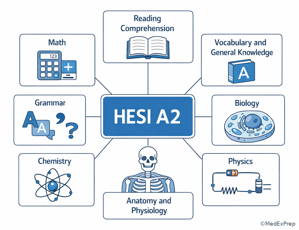 HESI A2 subject dashboard illustration