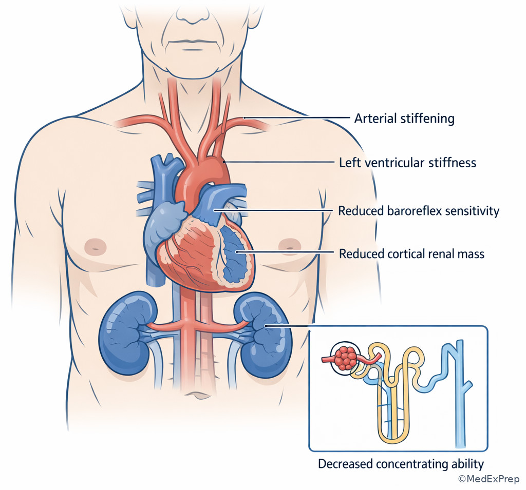 Age-related cardiovascular and renal reserve changes