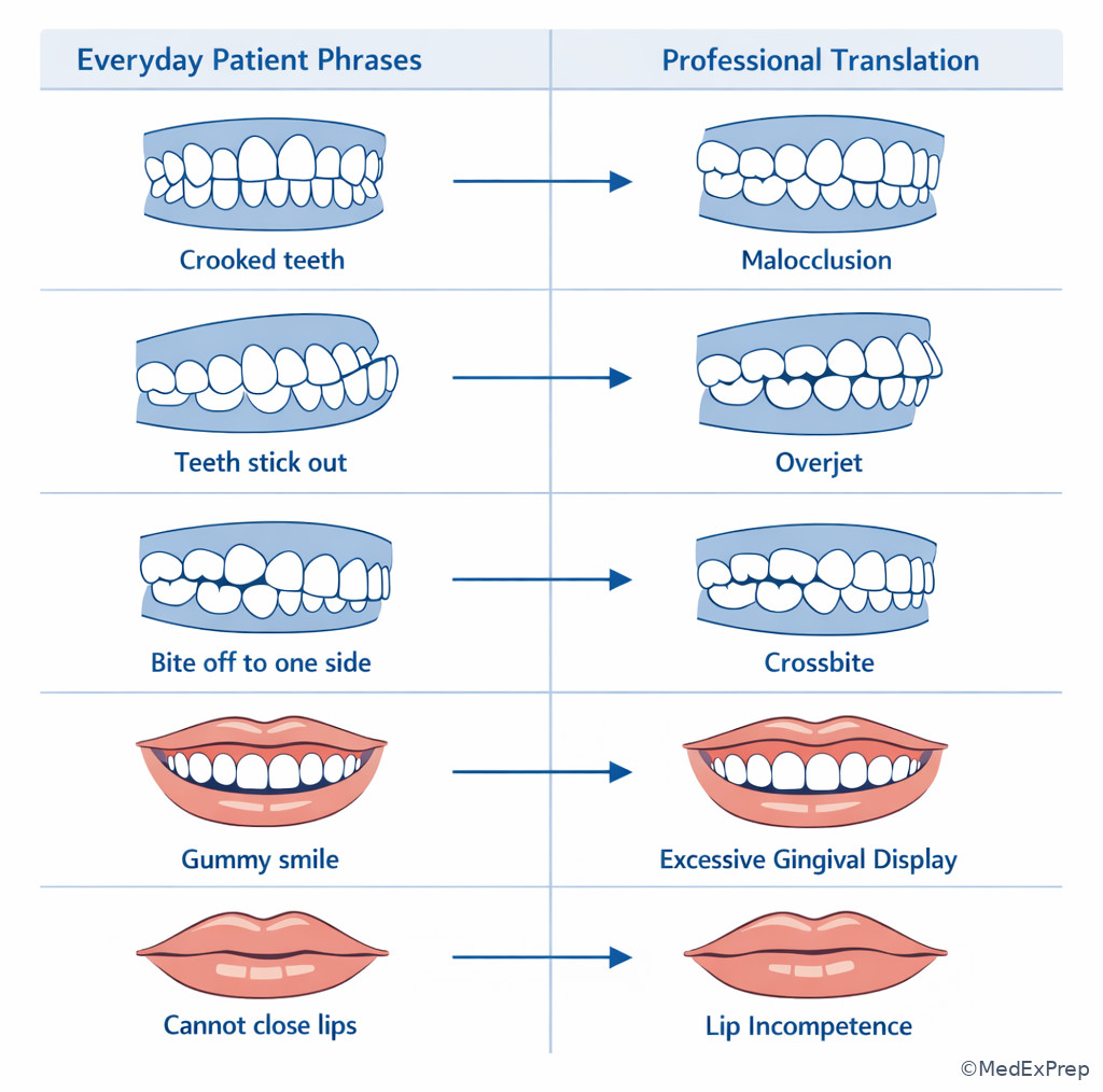 Chief concern versus diagnostic language comparison chart