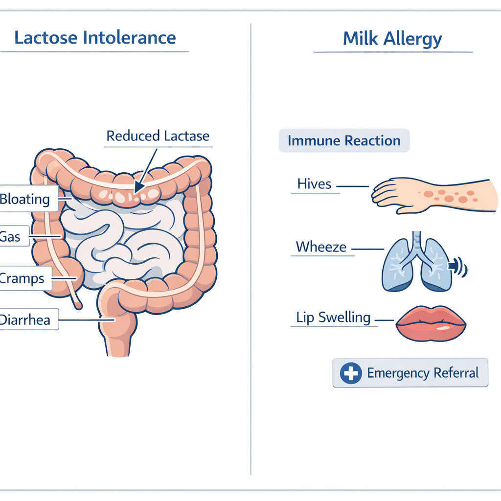 Fig 5. Lactose intolerance versus milk allergy symptom comparison