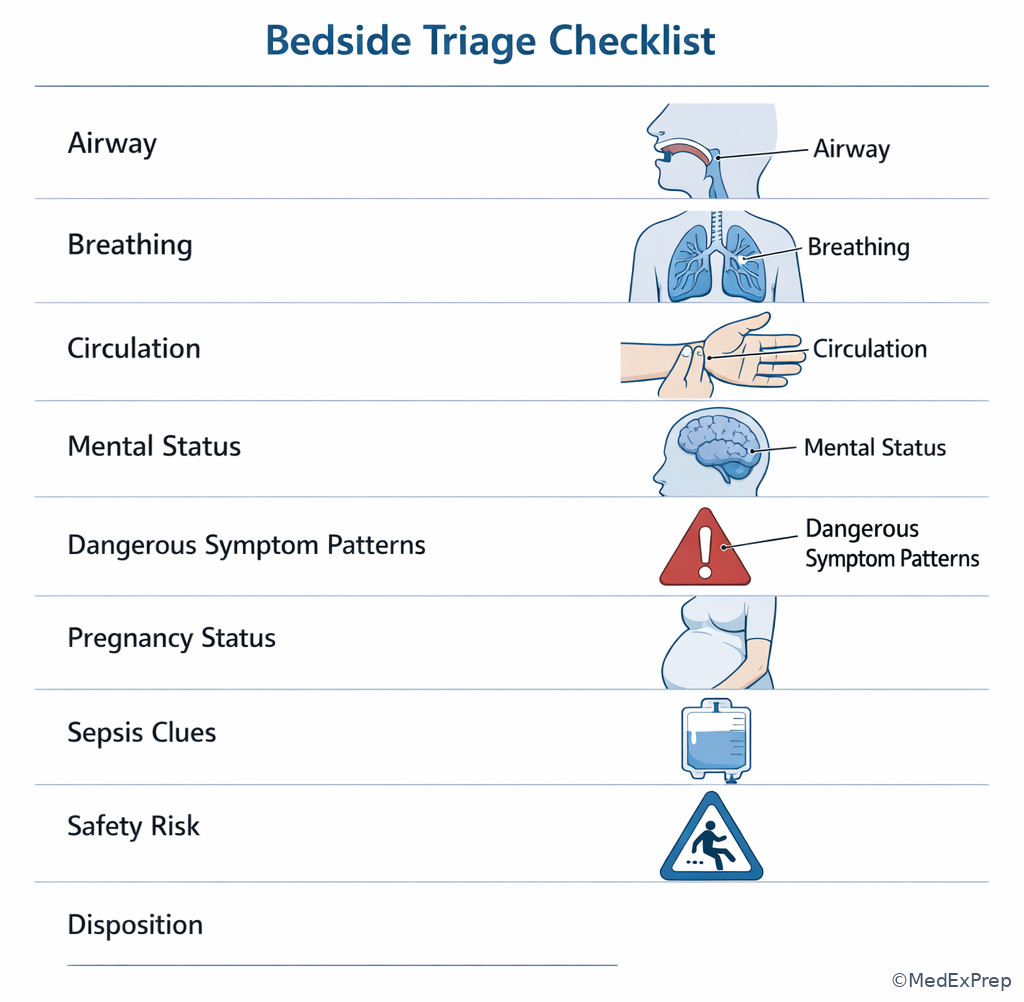 Bedside triage checklist layout