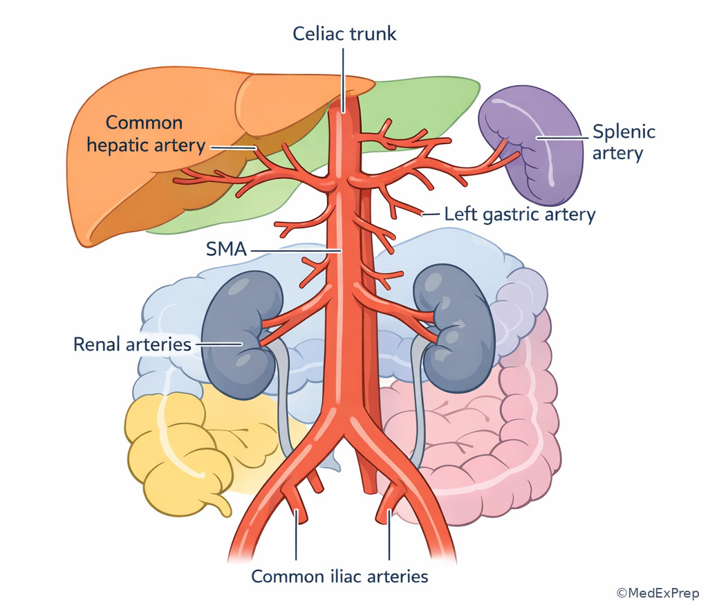 Fig 4. Abdominal aortic branch order and organ territories
