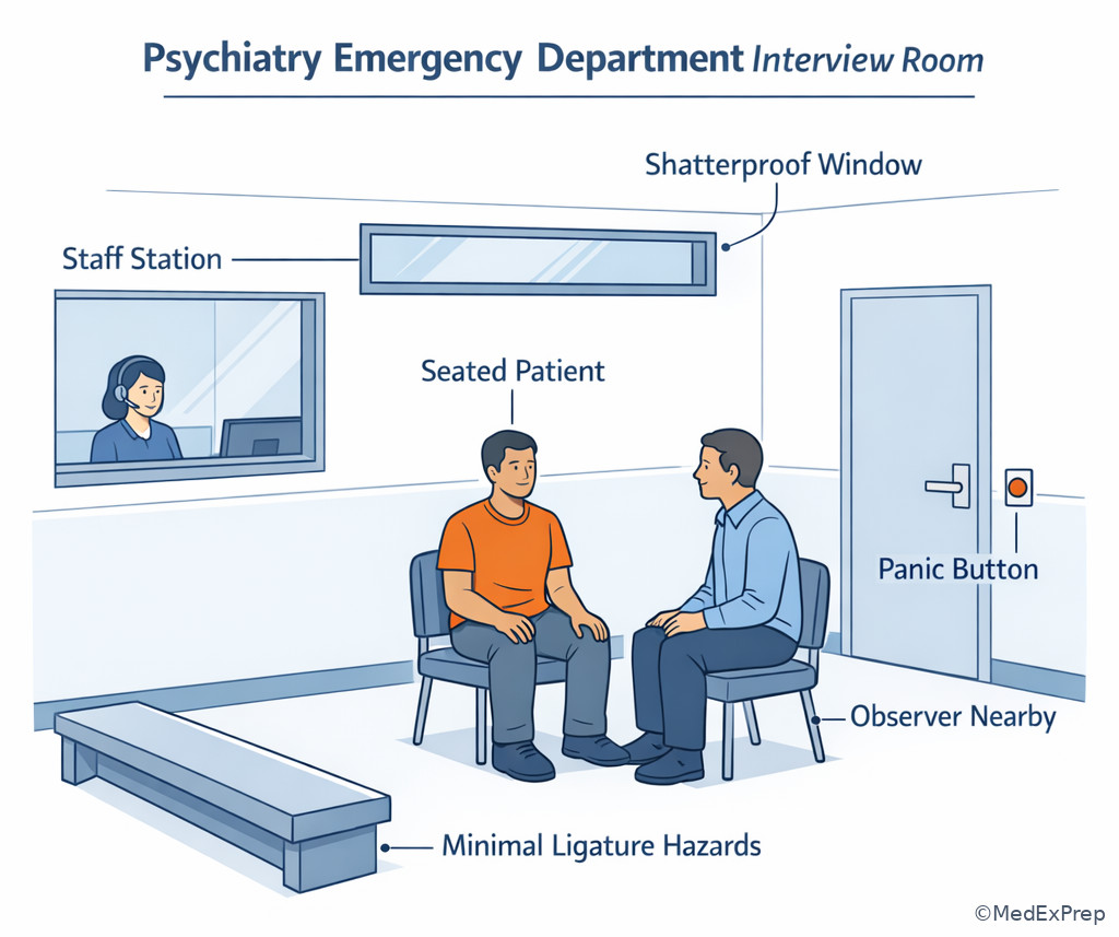 Emergency department interview room safety setup
