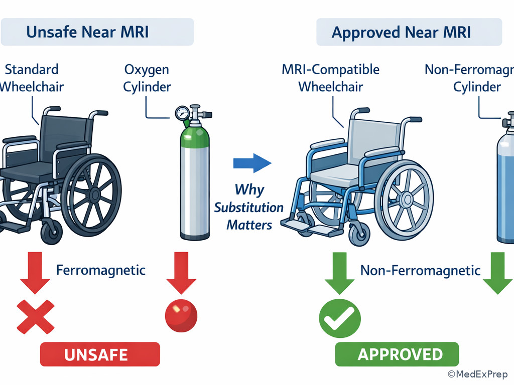 MR safe versus unsafe transport equipment comparison