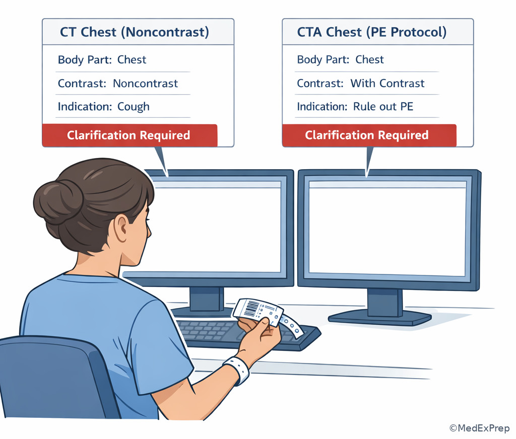 Correct patient but conflicting CT order details