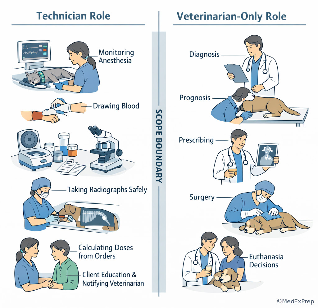 Fig 4. Scope boundary line for the veterinary technician