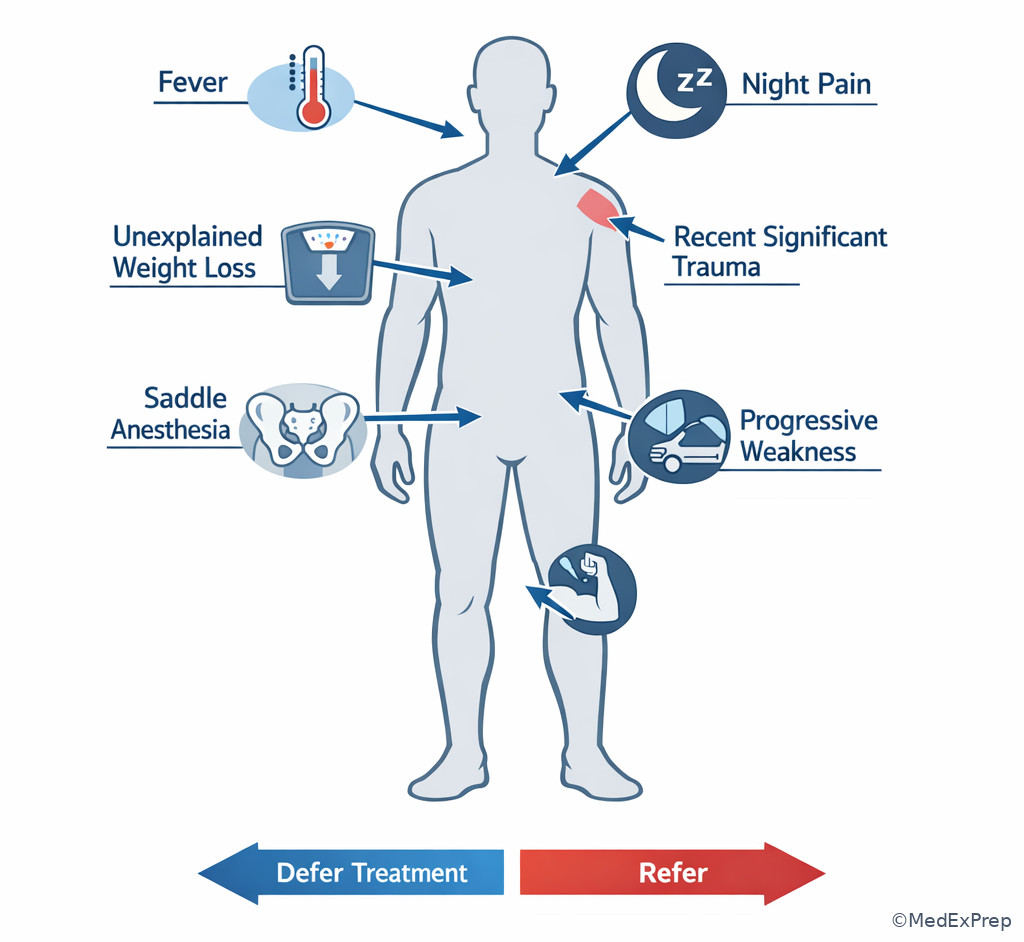 Red flag symptom cluster illustration