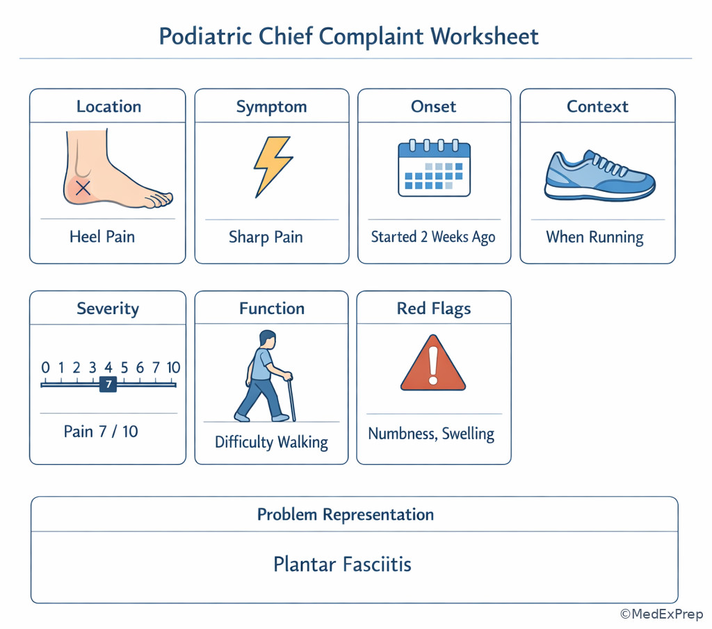 One-line podiatric problem representation worksheet illustration