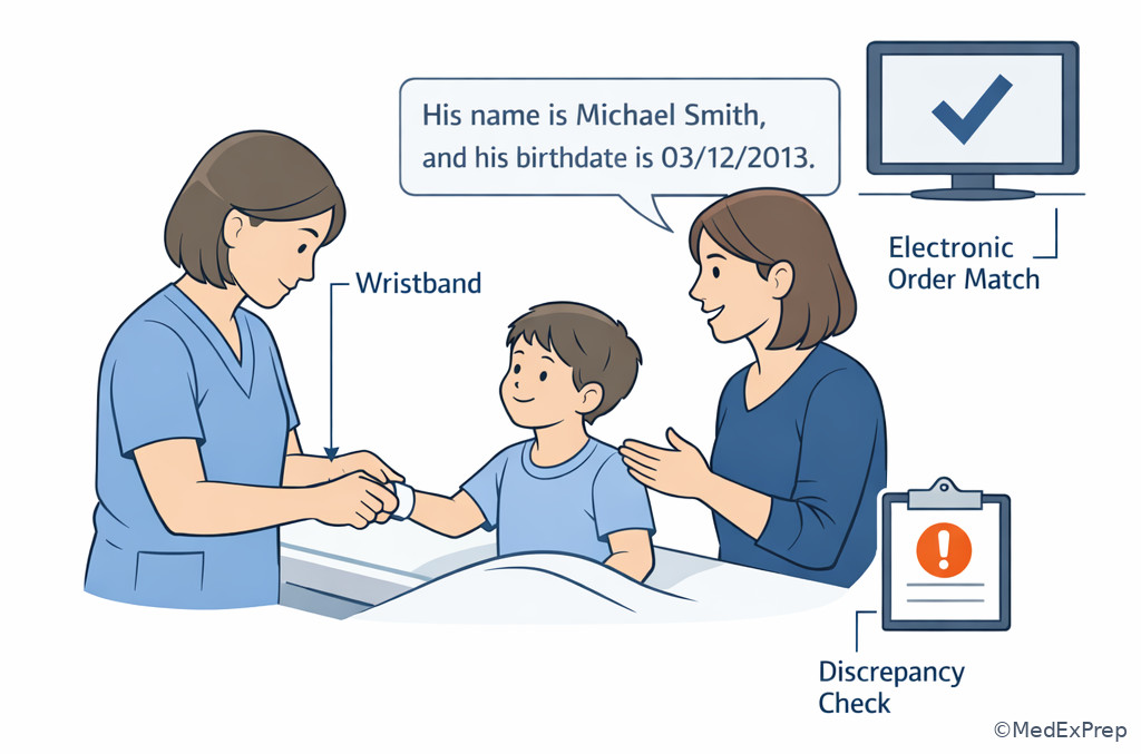 Pediatric CT identification with caregiver confirmation