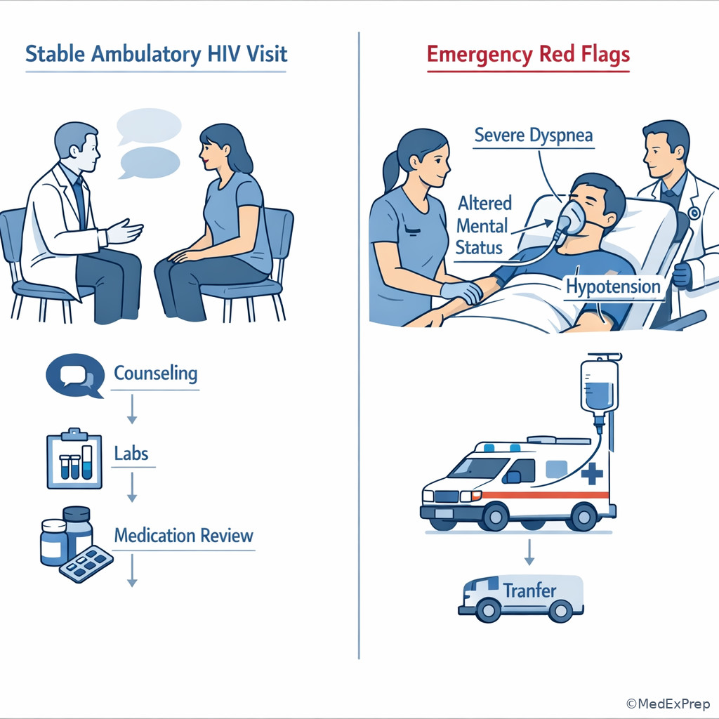 Ambulatory versus emergency HIV decision contrast
