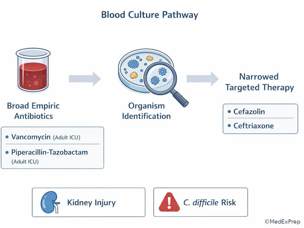 Culture-guided antimicrobial de-escalation map