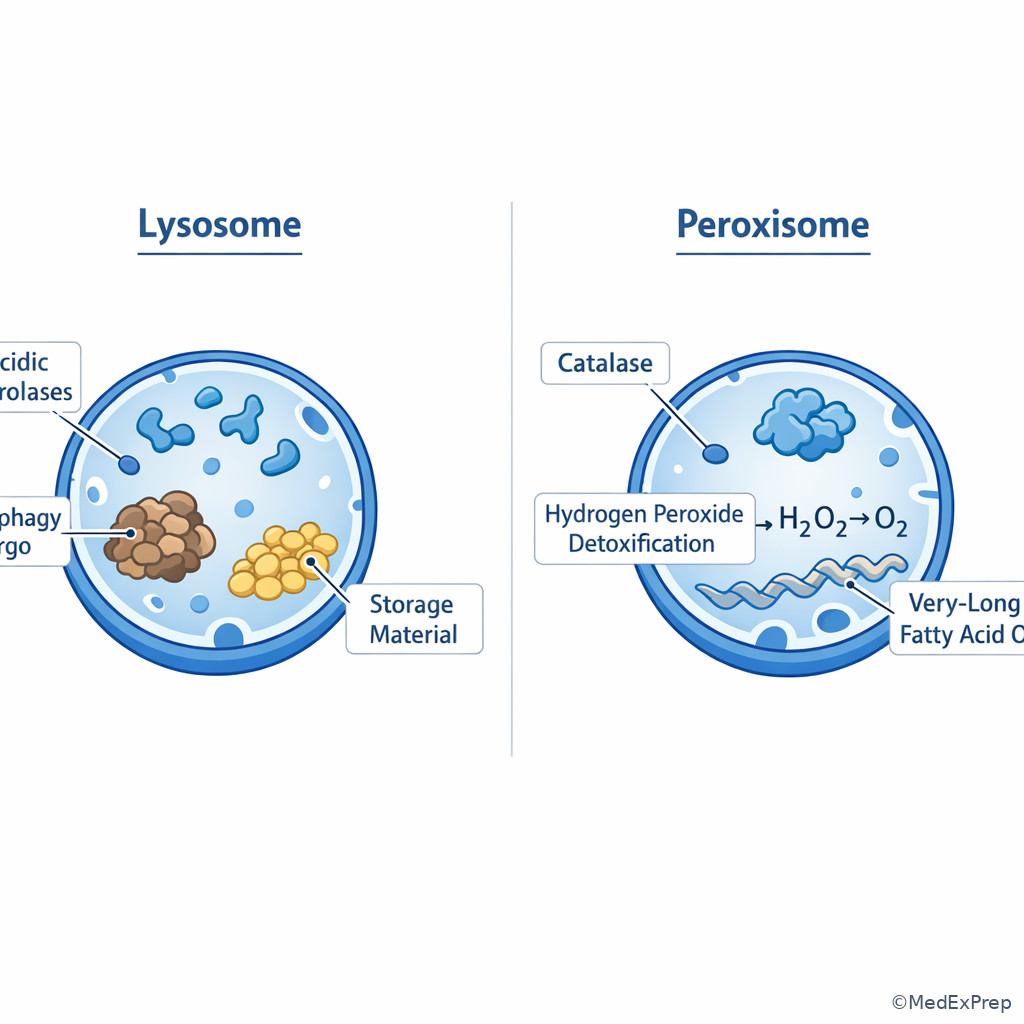 Lysosome versus peroxisome comparison