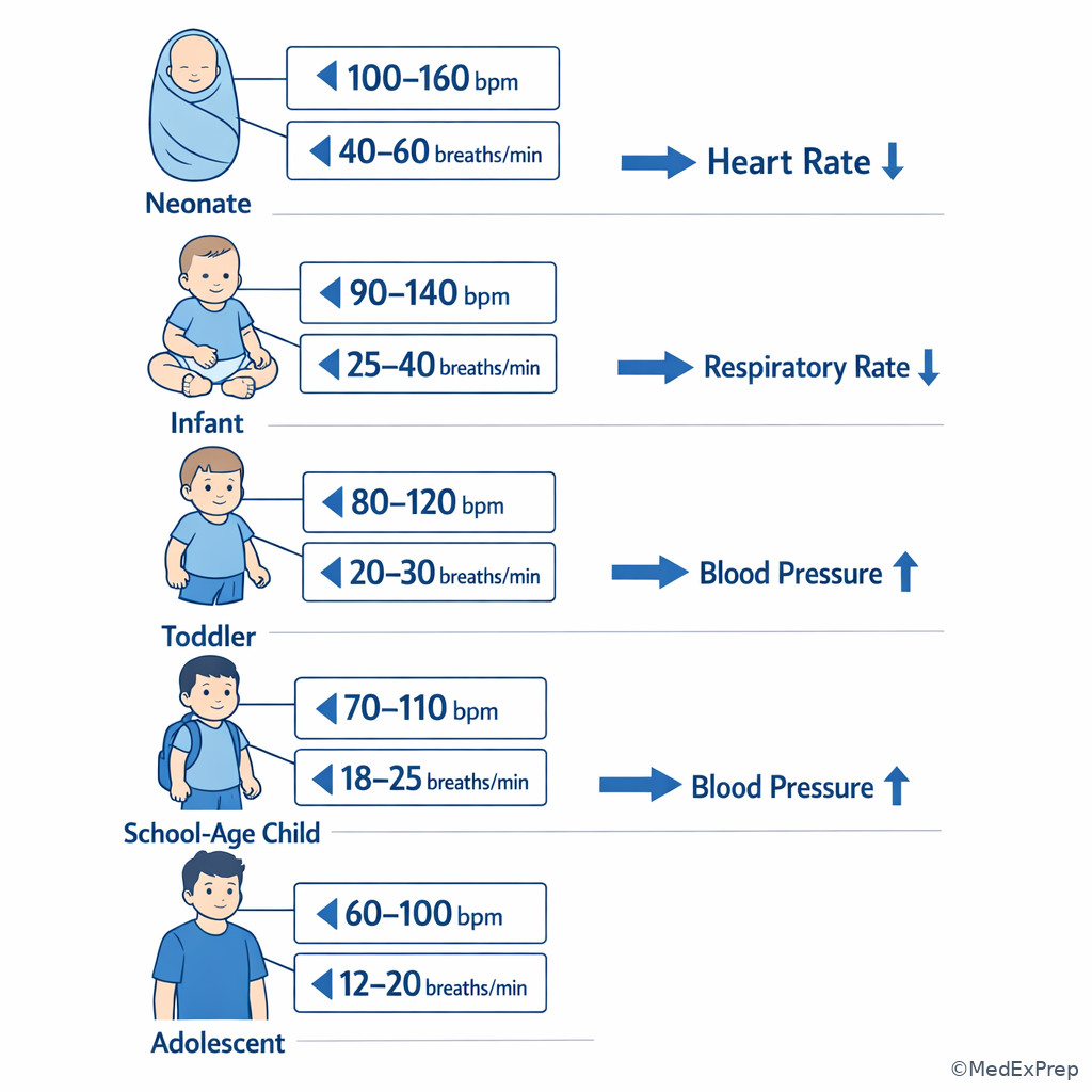 Age progression of pediatric vital sign expectations