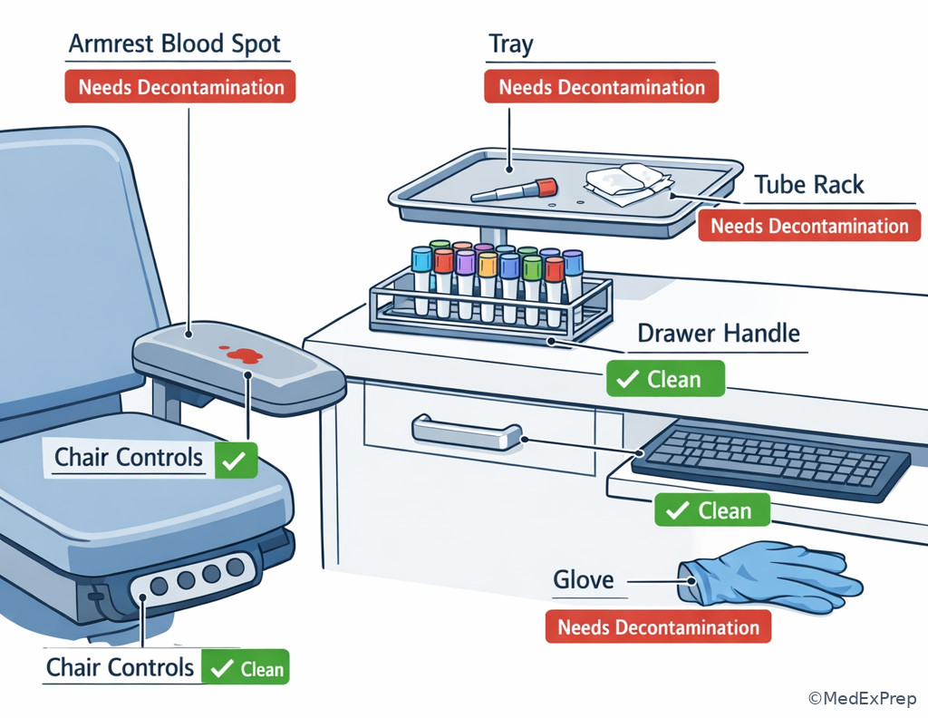 Environmental contamination checkpoints after blood collection