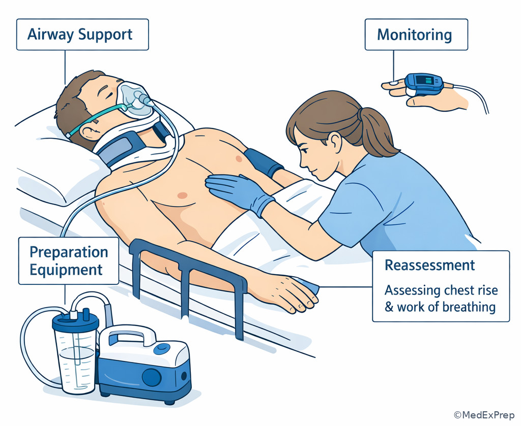 Positioning and oxygen support setup