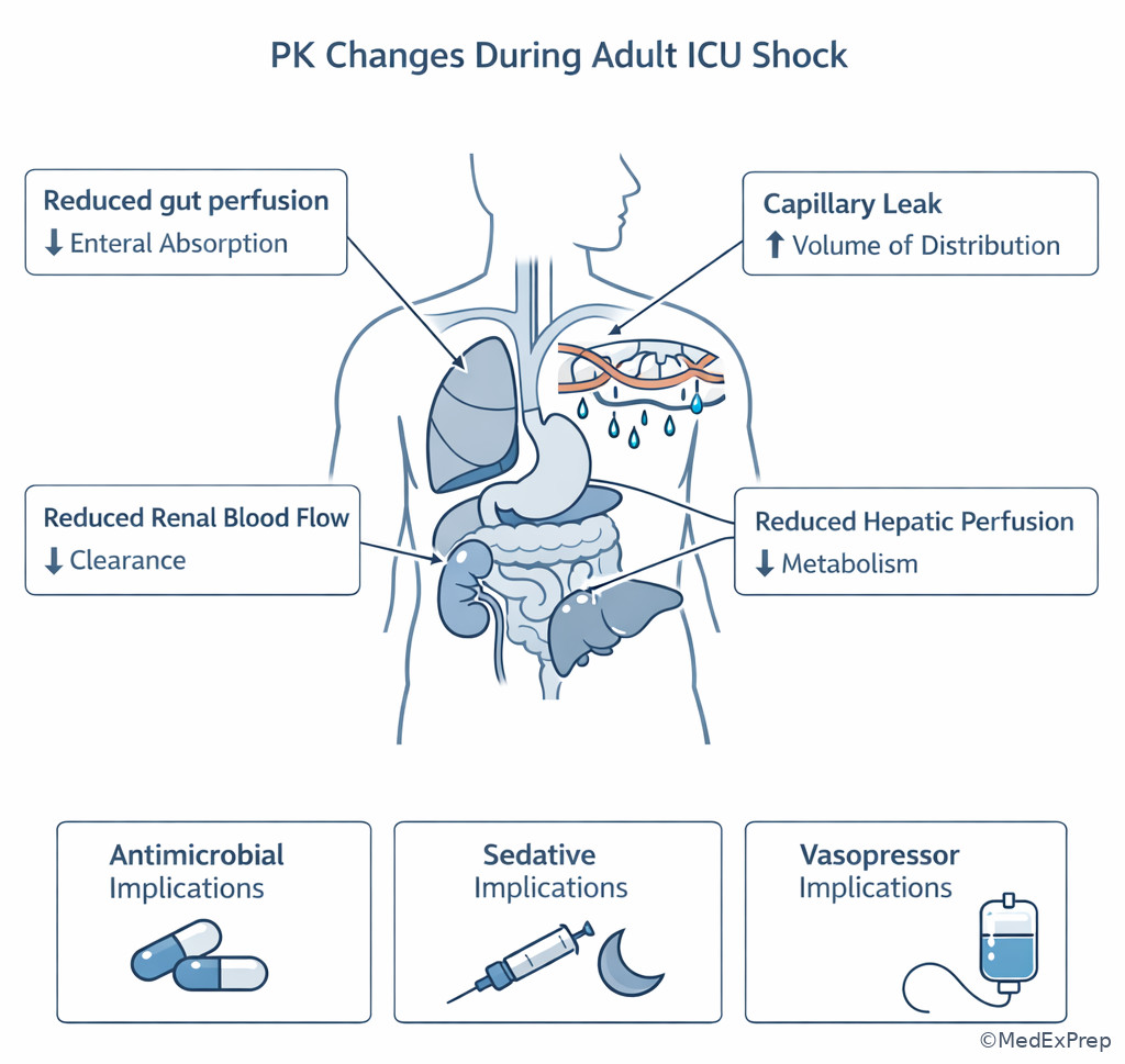 Pharmacokinetic changes during shock
