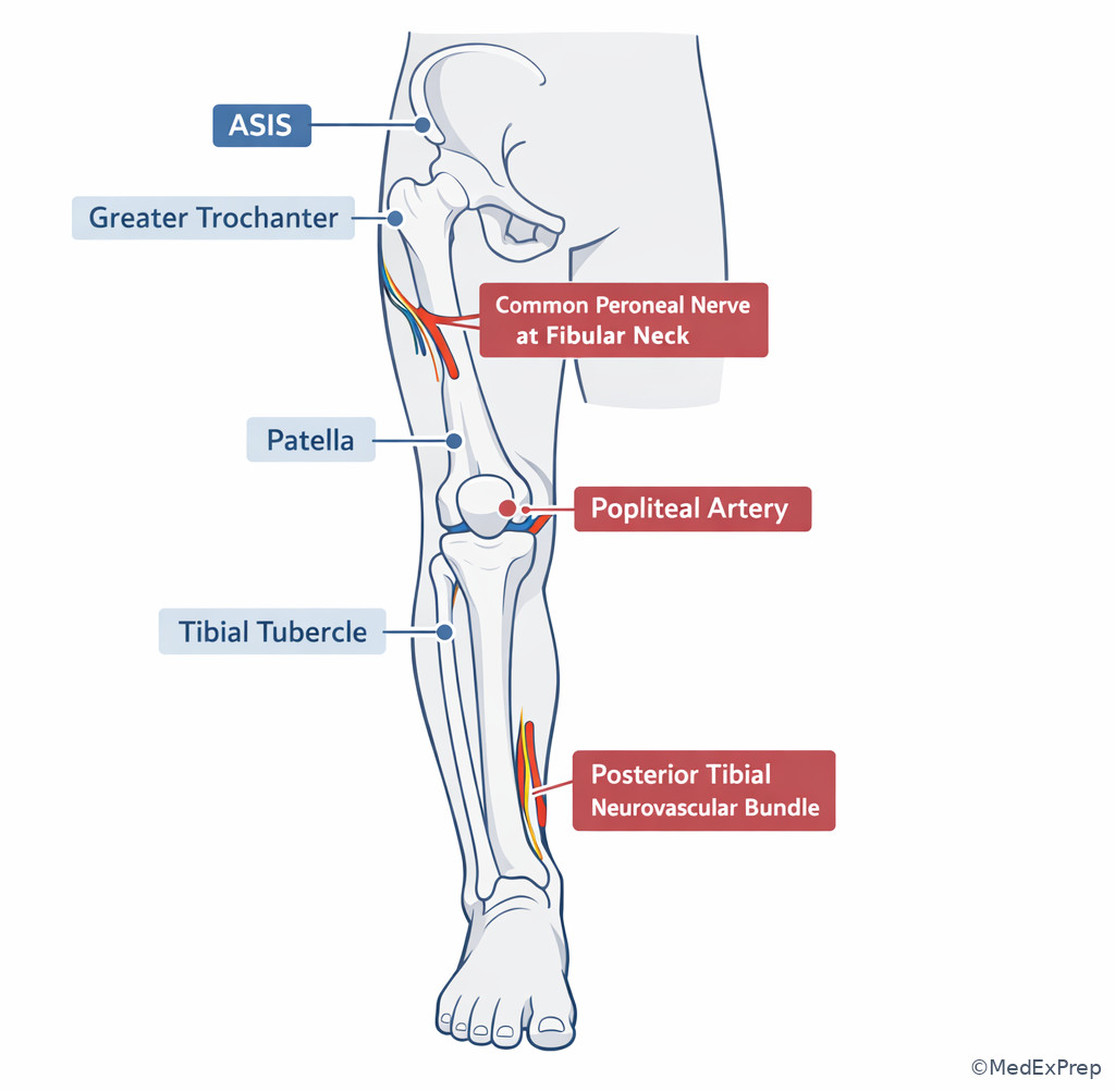 Fig 4. Lower-extremity landmark danger zones