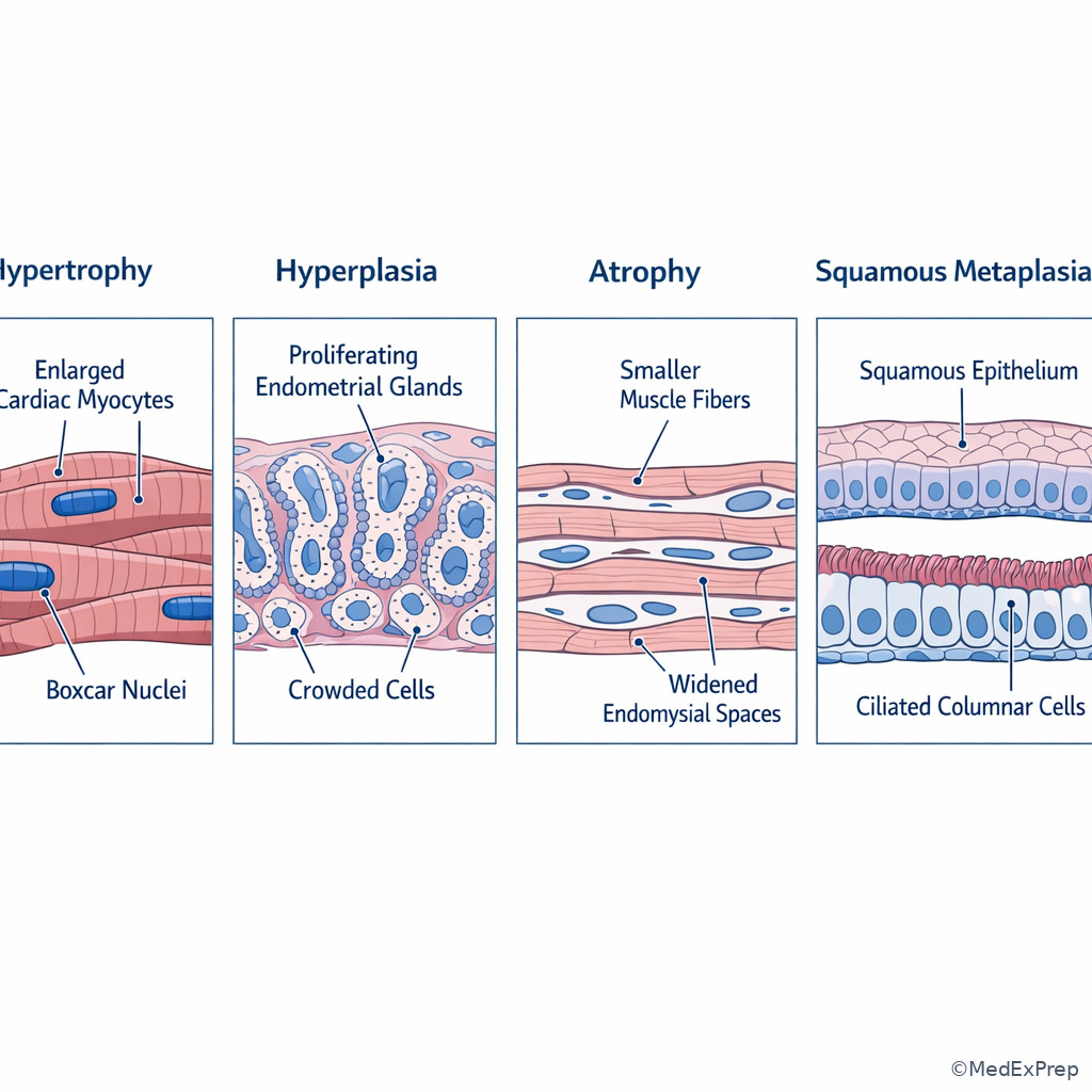 Fig 3. Histology-style panel of major adaptation patterns