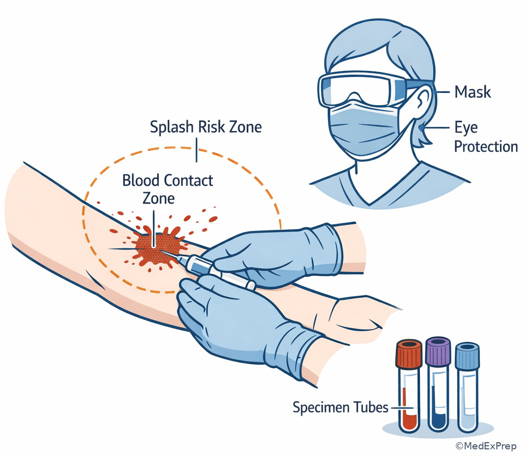 Barrier protection around venipuncture splash risk