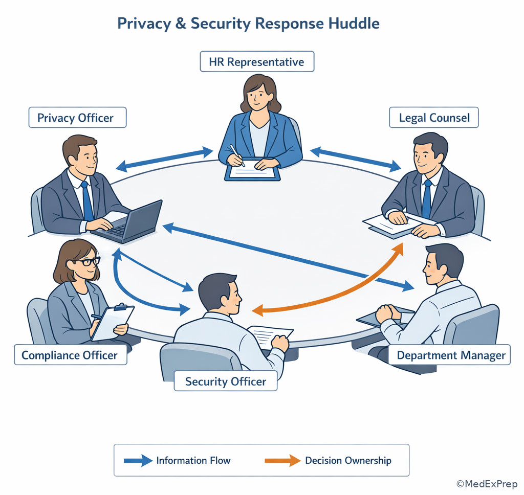 Healthcare team roles around a privacy event