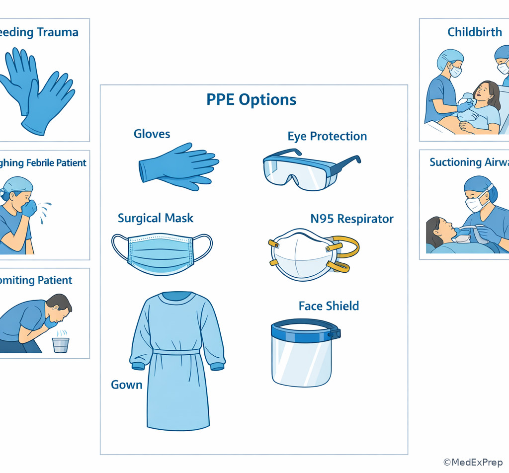 PPE set for blood and respiratory exposure risks