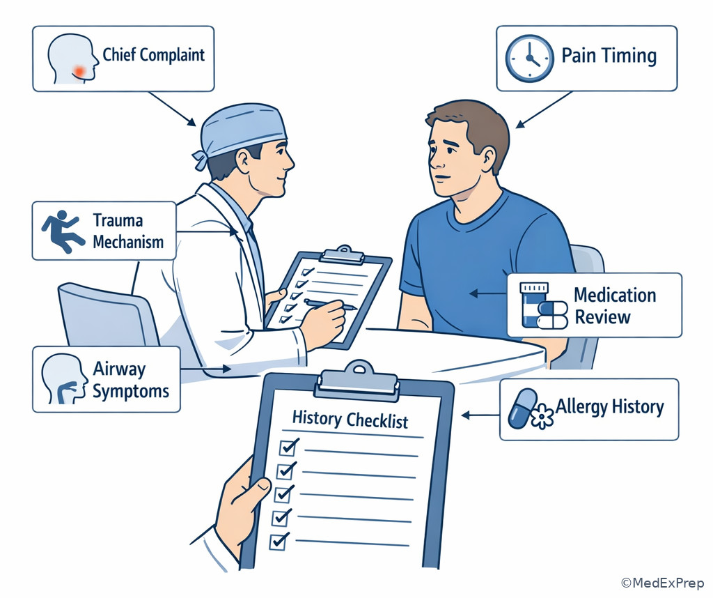 Focused history interview setup in OMFS clinic