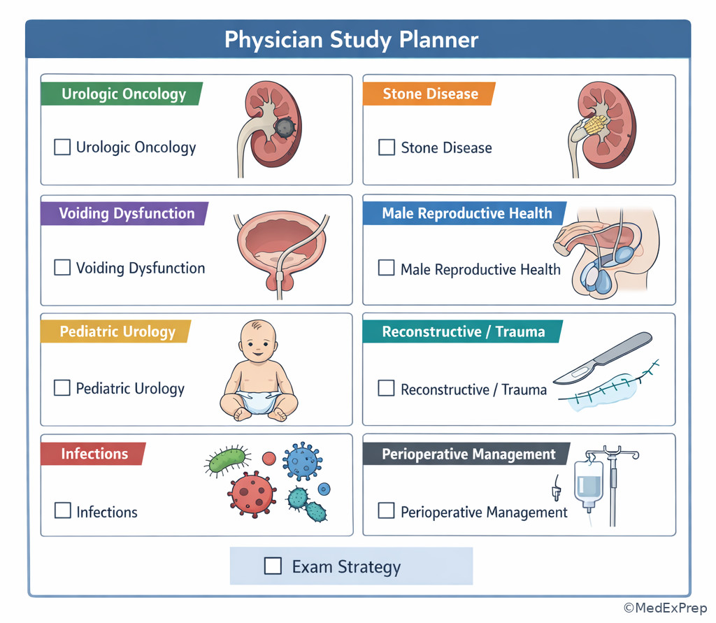 Study planner with urology domain tags