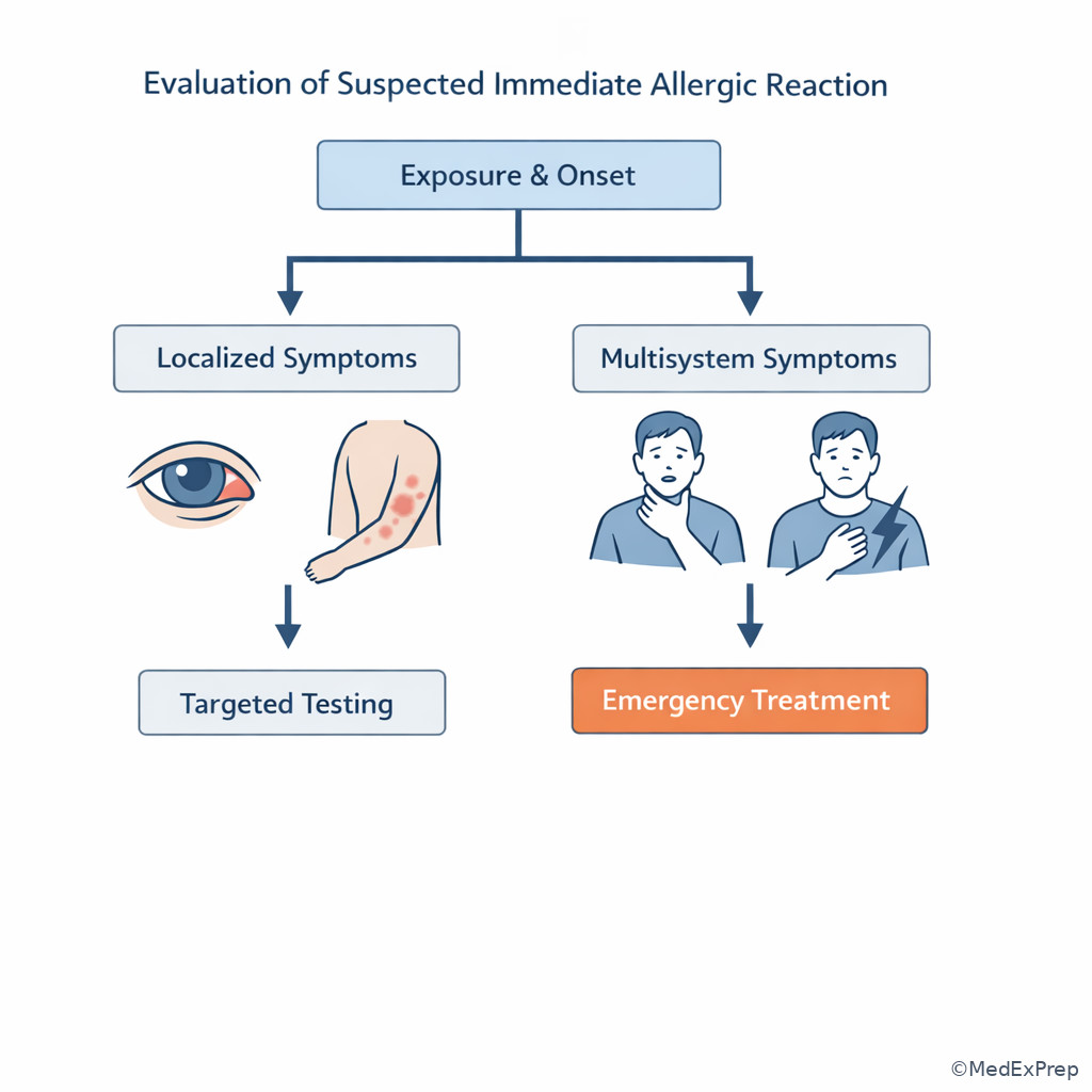 Decision pathway for suspected immediate allergic reaction