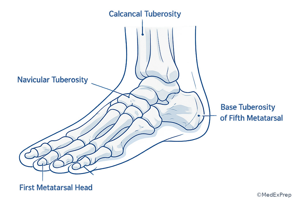 Fig 6. Palpation landmarks of medial and lateral foot bones