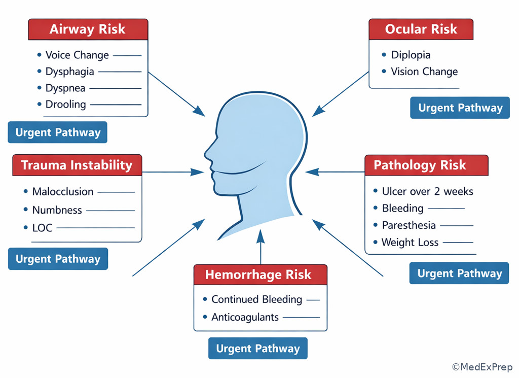 Fig 5. OMFS red-flag symptoms mapped to likely urgent pathways