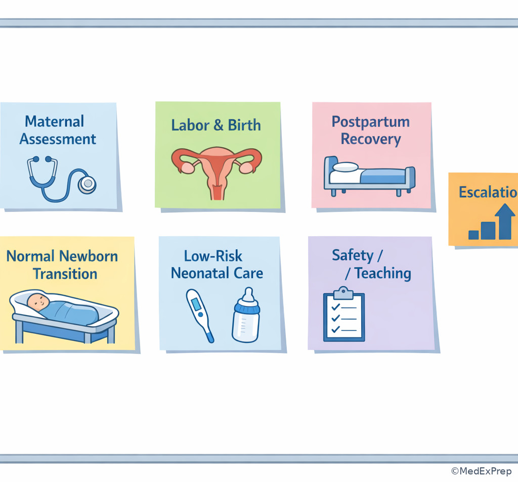 Exam study board for maternal-newborn domains
