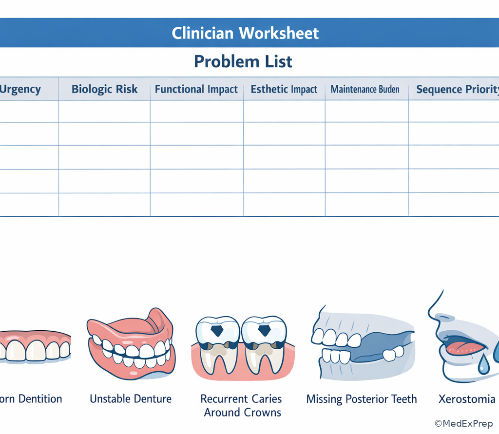Fig 4. Ranked prosthodontic problem list worksheet