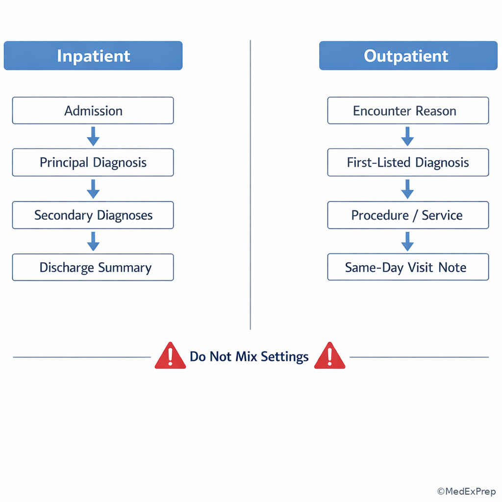 Fig 4. Inpatient vs outpatient coding decision board