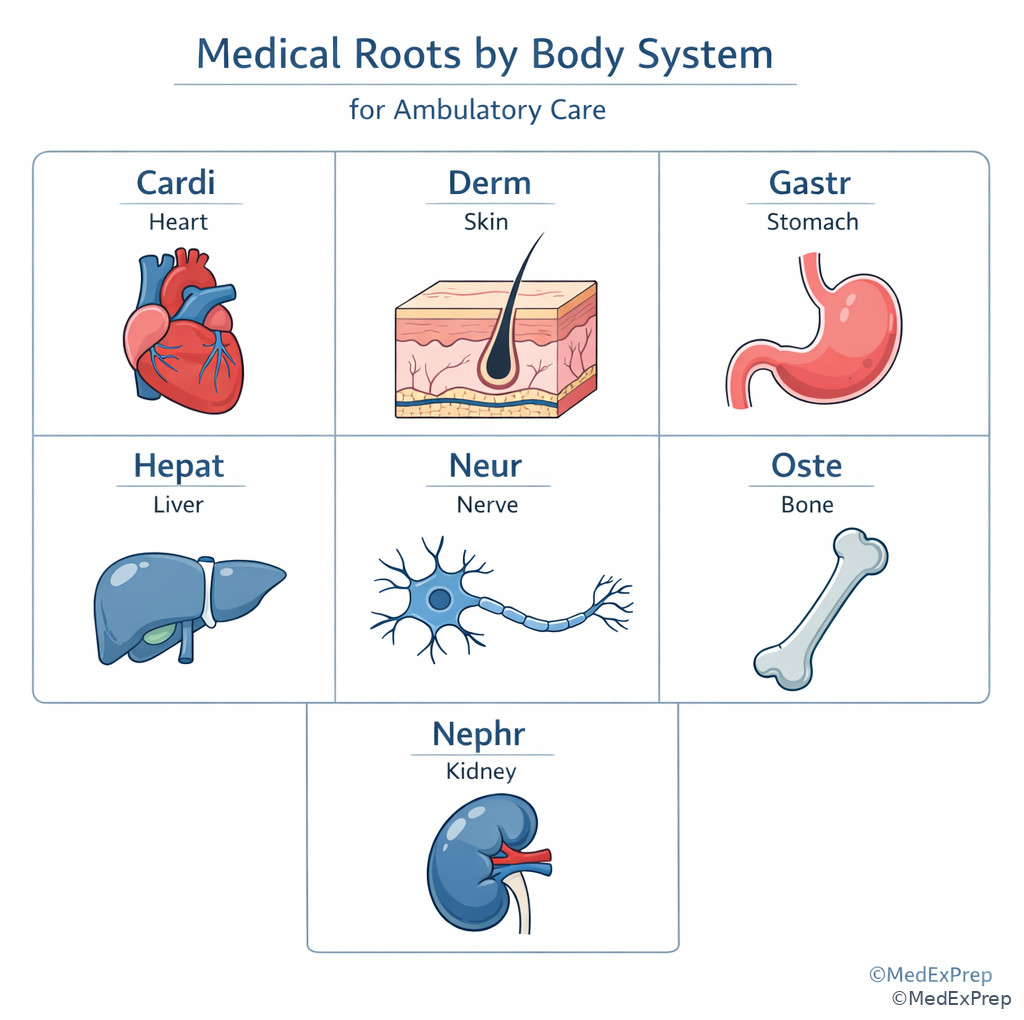 Common outpatient word-part families chart