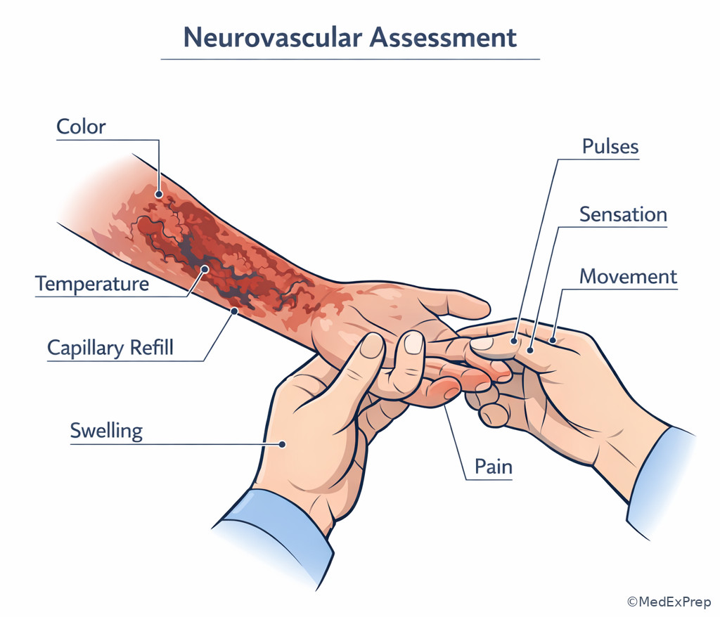 Neurovascular assessment of burned extremity