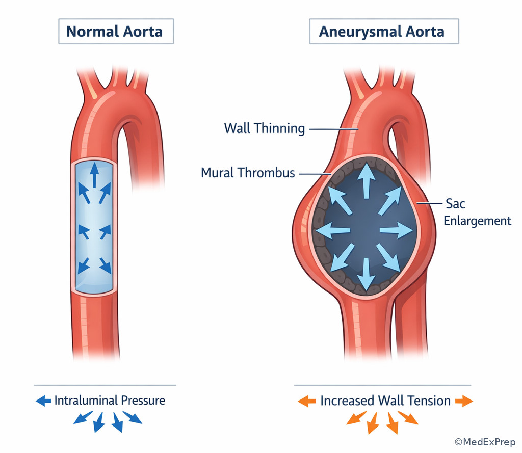 Aneurysm wall stress concept in progressive dilation