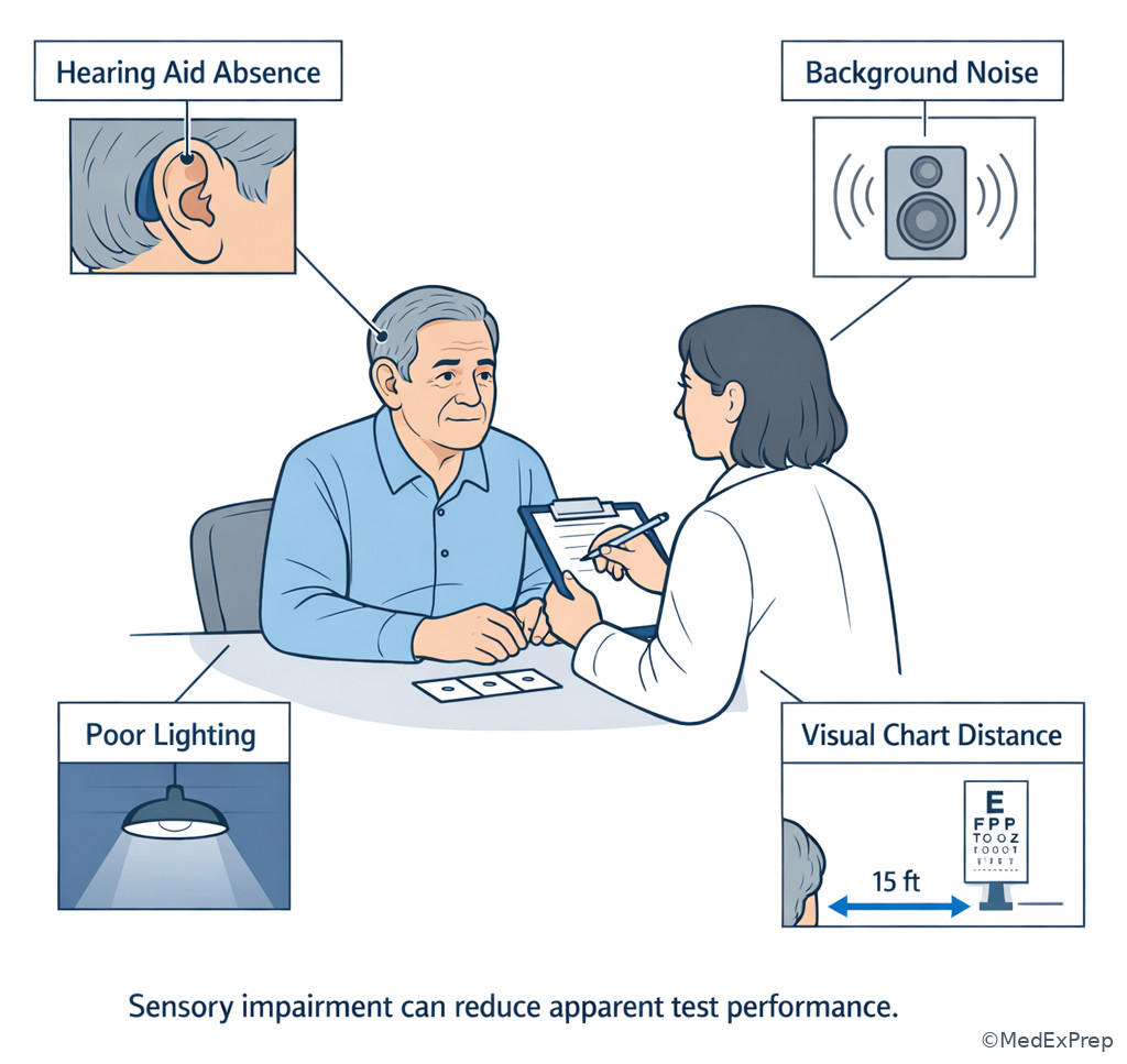 Sensory aging affecting cognitive testing