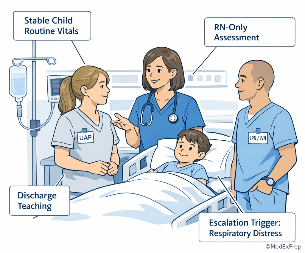 Pediatric team delegation huddle