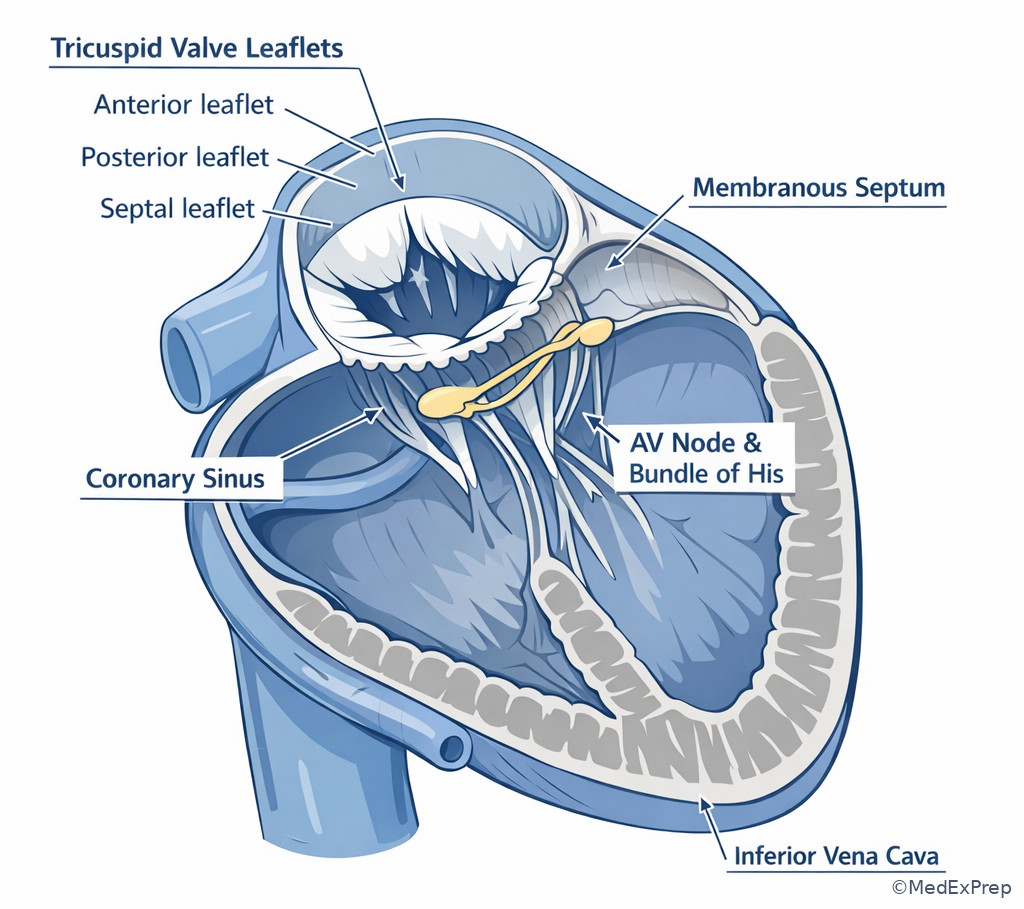 Tricuspid valve and conduction tissue neighborhood